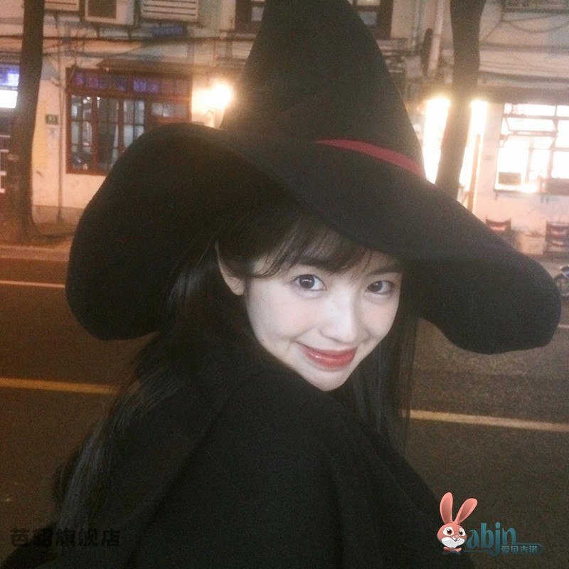 万圣节道具女巫帽子cos服装扮派对帽魔法帽小魔婆帽巫师成人装饰