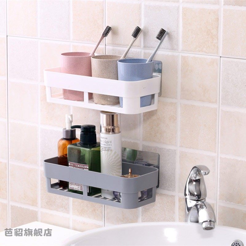吸壁式浴室置物架卫生间墙壁挂免打孔厕所吸盘洗手间洗漱台收纳盒
