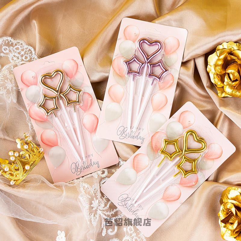 焰花棒仙女棒拍照网红镀金银色蜡烛心形爱心蜡烛生日婚礼表白派对图片