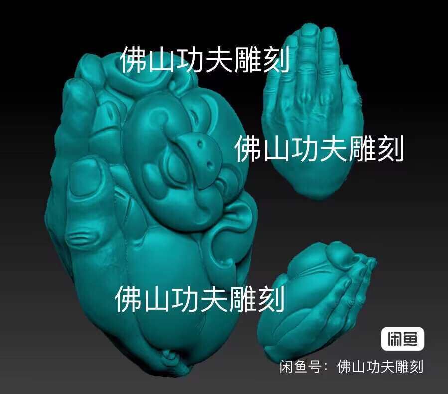 stl掌上明珠圆雕图佛手手掌小猪精雕图十二生肖猪图趴趴卡通猪图