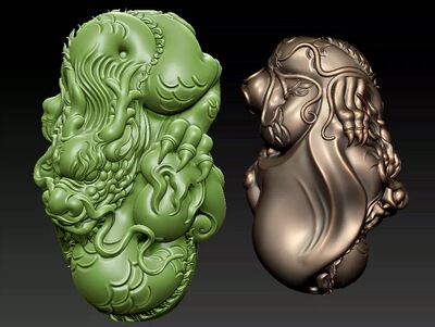Stl盘龙把件圆雕图随型龙挂件精雕图图纸文件生肖龙雕刻机3d模型