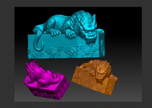 Stl镇水兽龙摆件圆雕图龙形方印章精雕图卧龙浮雕图3d打印图纸