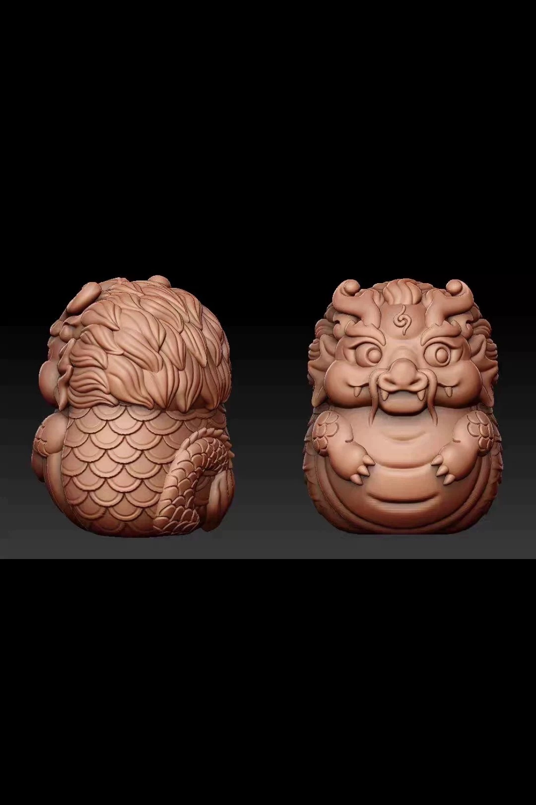 Stl胖胖小球龙圆雕图貔貅珠子生肖龙立体精雕三维模型图3D打印图