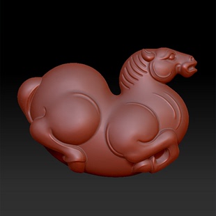 Stl226马圆雕图唐马生肖马三维立体精雕图图纸stl文件雕刻机3d图