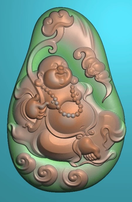 Jdp2大肚佛精雕图福在眼前如意弥勒佛浮雕图JDP坐佛玉雕3D雕刻图