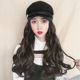 帽子假发女长发网红海军帽子假发一体女时尚 长卷发大波浪全头套式