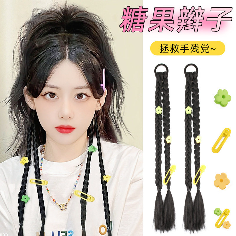 假发马尾糖果辫 甜酷女孩自然麻花长辫拳击辫 假发网红假发辫子