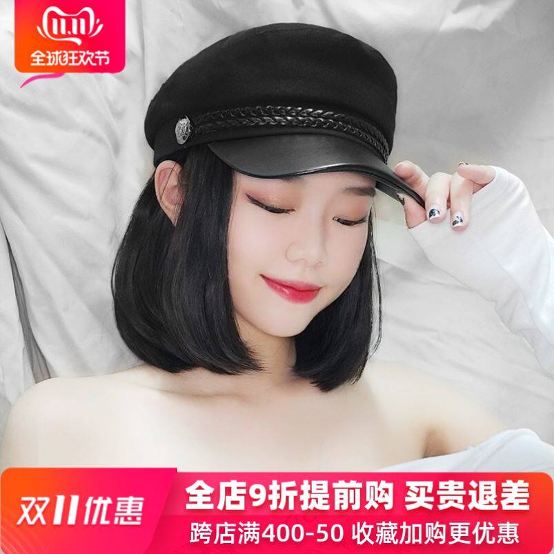 假发帽子2023年爆款女短发网红海军一体女时尚波波bobo头自然全头