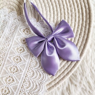 JK兔耳羽根蝴蝶结紫色领结领花免打学生学院风制服水手服衬衫配饰