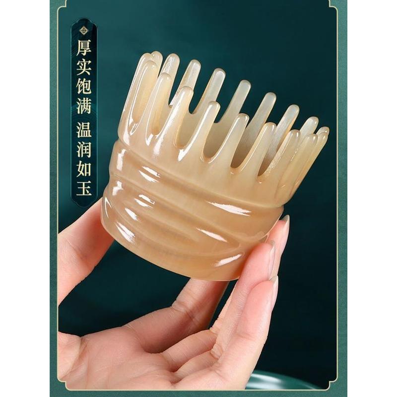 天然牛角圆筒梳头按摩梳经络天然头疗头皮刮痧洗头专用头部按摩器