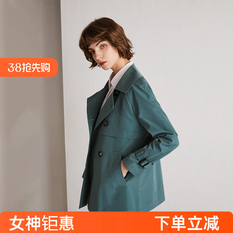 2024春季新款韩版雾霾蓝小个子风衣女短款工装外套休闲chic外衣女
