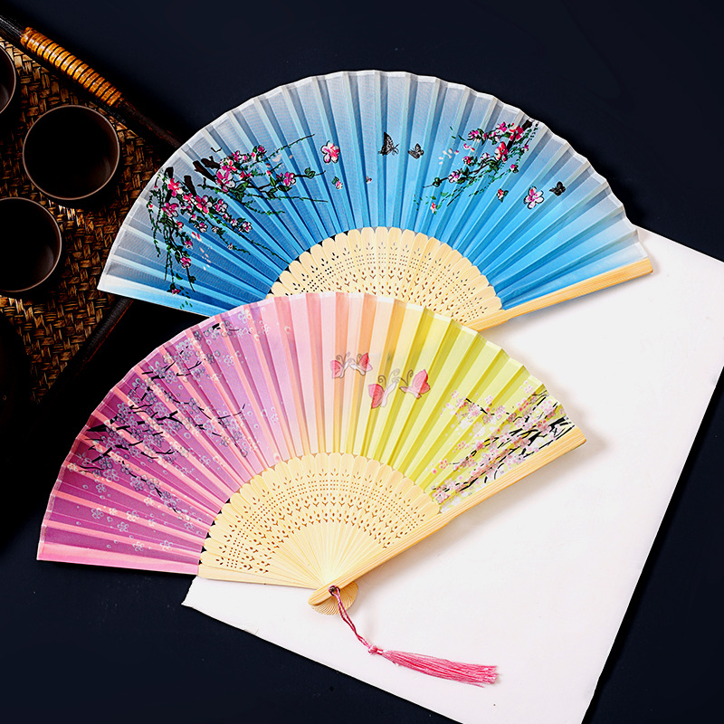 扇子折扇中国风古典绫绢女扇女式古风复古舞蹈礼品演出和风扇