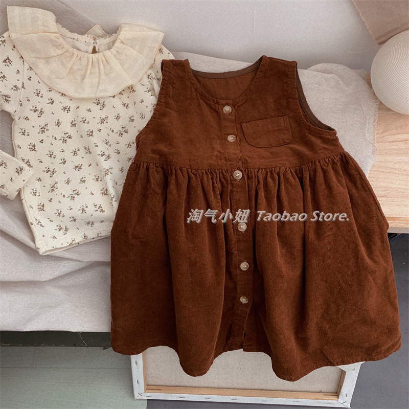 淘气小妞女童背心裙韩版秋连衣裙