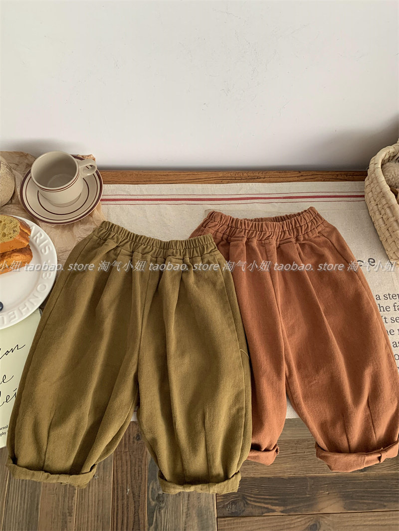 淘气小妞 男女童裤子春秋新款韩版日系小孩宝宝洋气休闲裤长裤潮