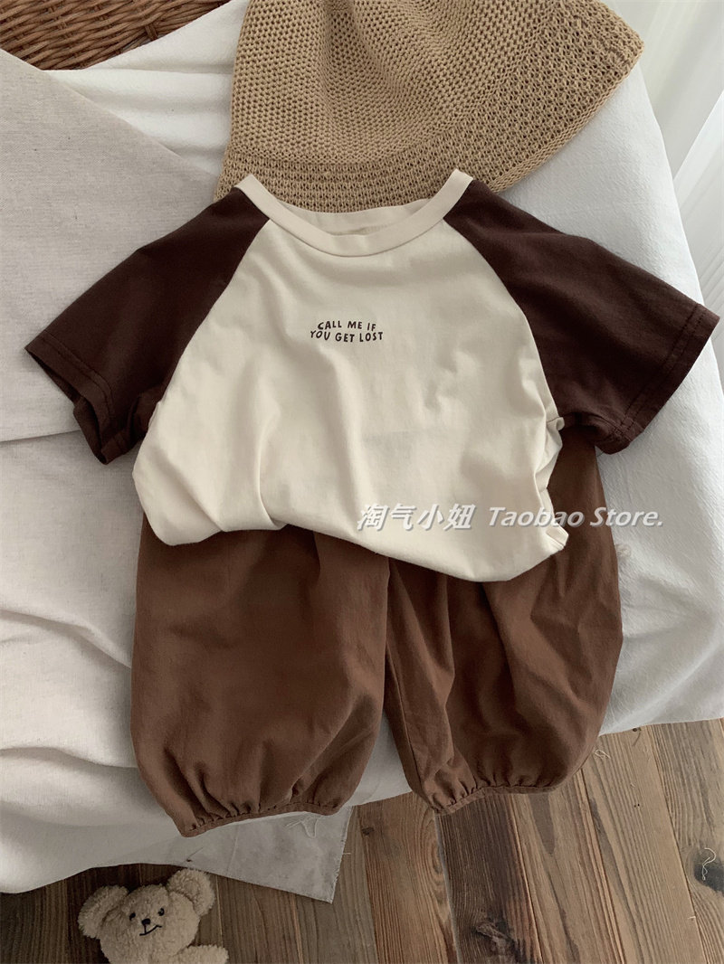 淘气小妞 男童t恤短袖韩版夏季新款小孩宝宝洋气半袖休闲上衣插肩