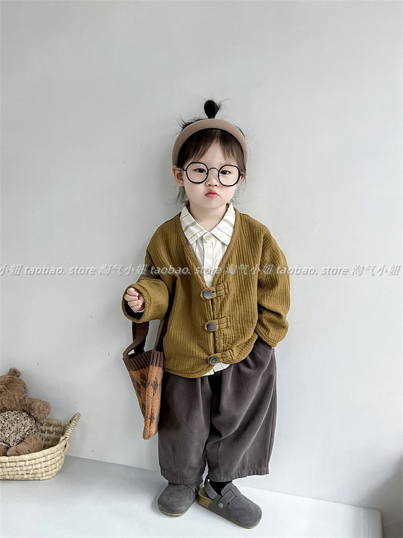 淘气小妞男女童外套春秋款韩版秋装2026新款小孩宝宝洋气外套棉麻