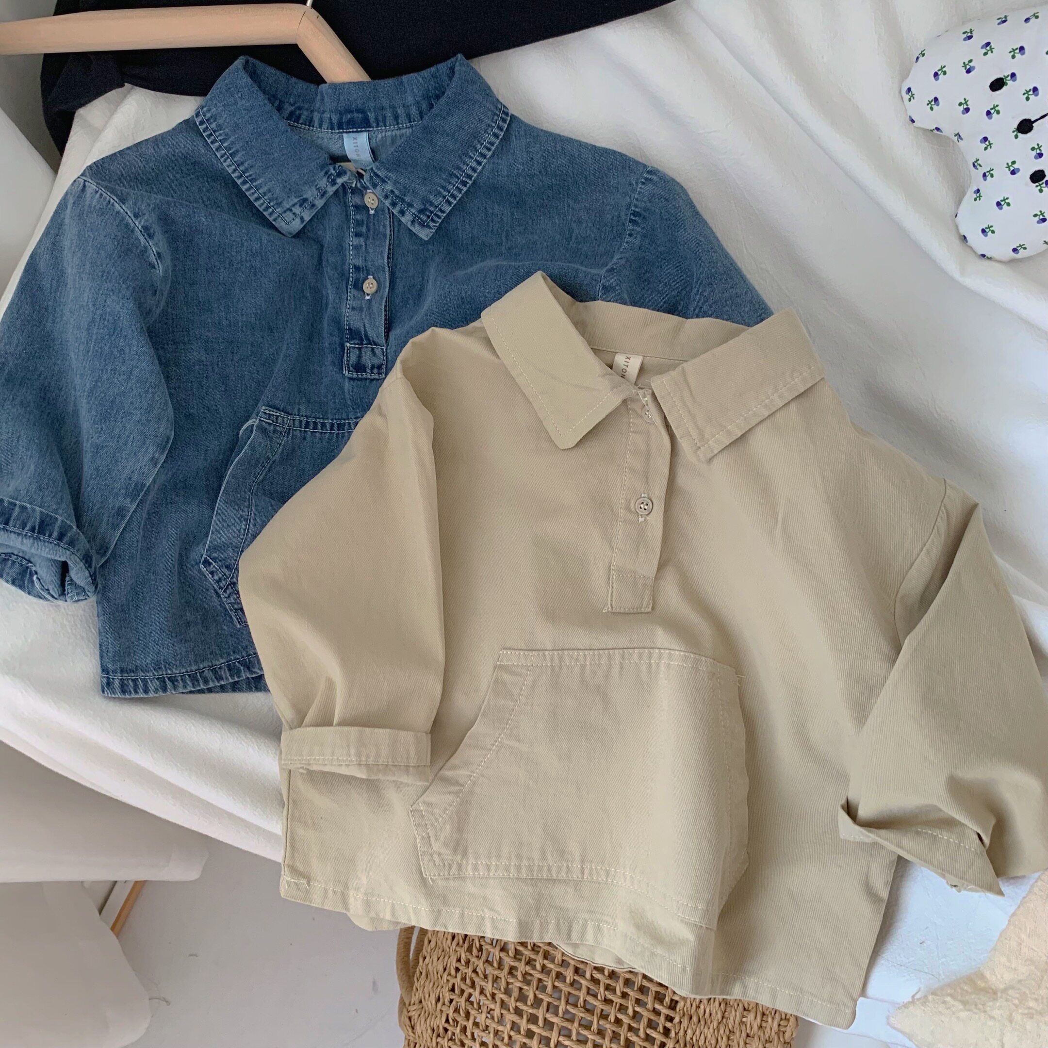 版型赞~韩版26春秋新款男女童衬衫长袖套头小孩宝宝衬衣洋气上衣