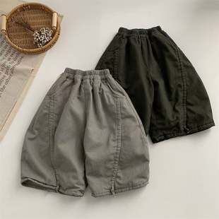 淘气小妞男童加绒绒裤子秋冬2026新款儿童女童宝宝加厚保暖阔腿裤