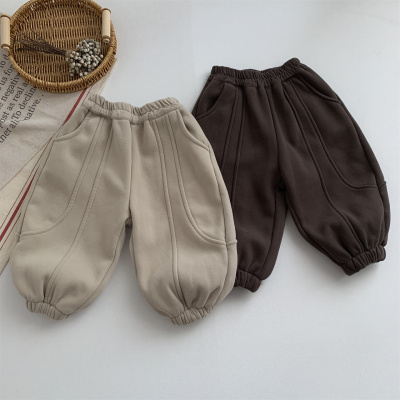 秋冬儿童一体绒男女童加绒裤子