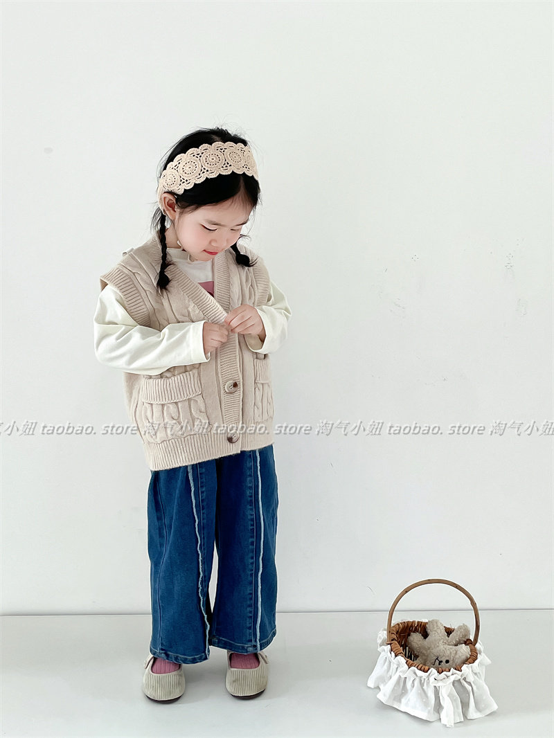 断码清仓女童针织马甲春秋外穿韩版儿童男童宝宝洋气毛衣背心马夹