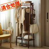 多功能落地衣帽架家用门口卧室挂衣架置物架轻奢实木双层衣服架子