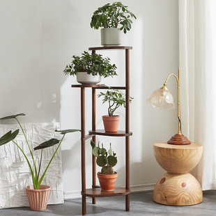 阳台多层花盆架创意落地式客厅卧室花架子简约现代置物架实木花架