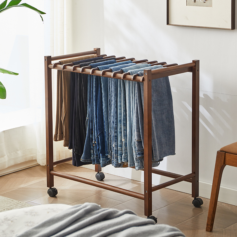 实木裤架落地式衣物收纳置物架子