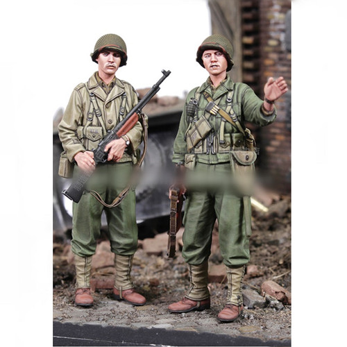 1/35树脂人物模型二战美军第二步兵团二人组合GK白模手办摆件161