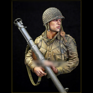 1/10二战兵人胸像1944美军101师火箭炮空降兵GK白模手办摆件X35