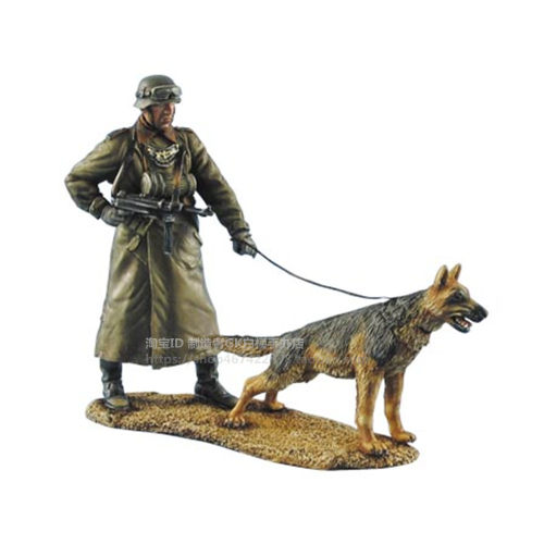 1/35树脂人物模型WW2德军狱警和军犬警犬步兵摆件gk白模手办84