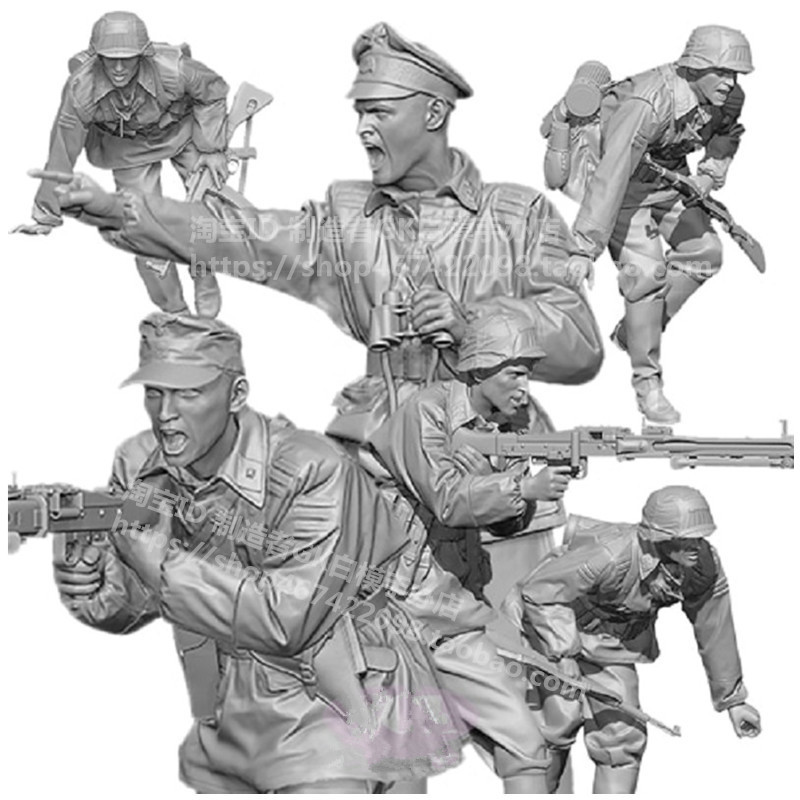 1/35二战Sd.kfz.251/1半履带装甲运兵车士兵兵人组GK白模手办109
