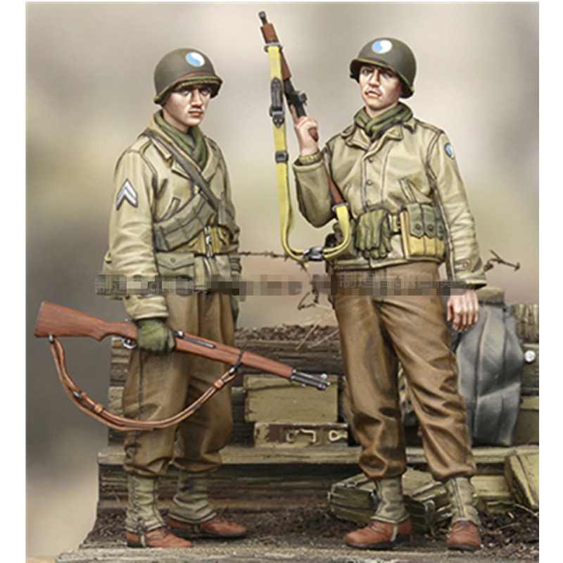 1/35树脂人物模型二战美军第29步兵师二人组合GK白模手办摆件224图片
