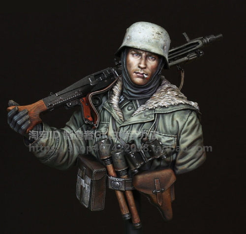 1/16模型骷髅师MG42机枪手哈尔科夫1943半身胸像兵人GK白模手办