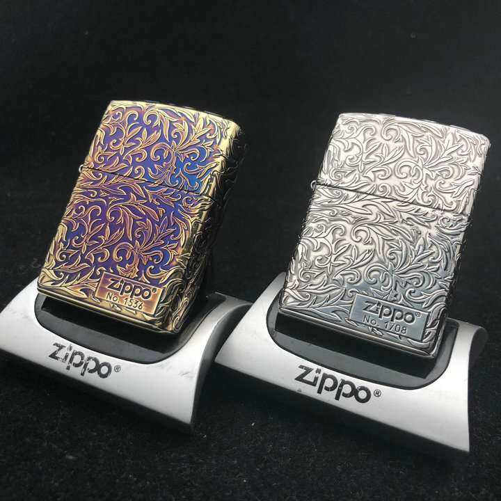 ZIPPO原装正品打火机 盔甲五面深雕 银色熏铜复古唐草 限量版正版