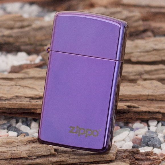 美国原装正品 ZIPPO打火机 窄机 纤巧紫冰标志 28124ZL 专柜正版