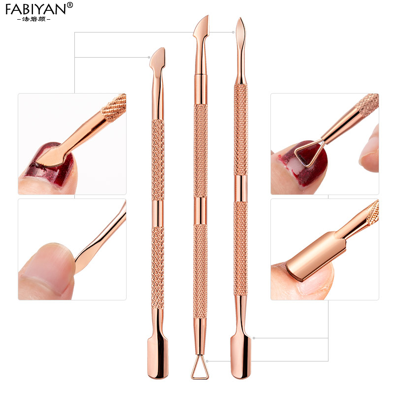 法碧颜 美甲卸甲三角刨斜口指甲勾钢推 双头不锈钢卸甲死皮推工具