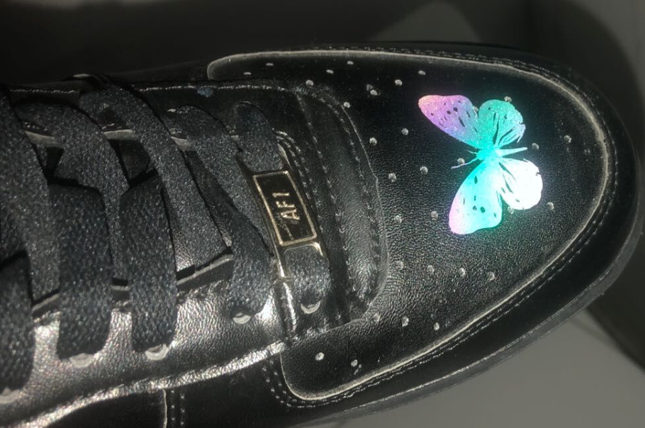 球鞋定制DIY加热反光镭射贴纸电熨斗加热转印贴蝴蝶来图定制科比
