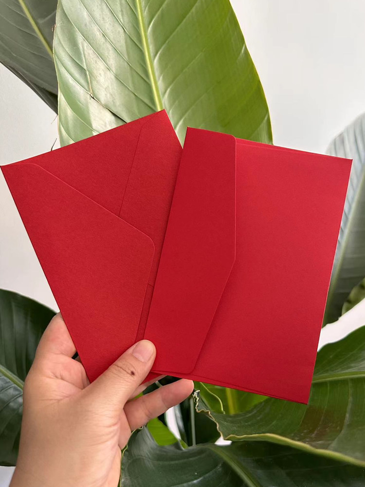 简约精美可定制中厚空白无字企业礼金百元大红红色红包西式信封袋