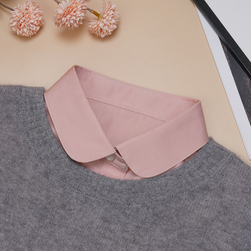 新款粉色假领子女百搭