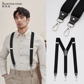带西裤 男士 挂钩吊钩扣背带夹吊裤 背带夹成人老人胖人松紧肩带潮