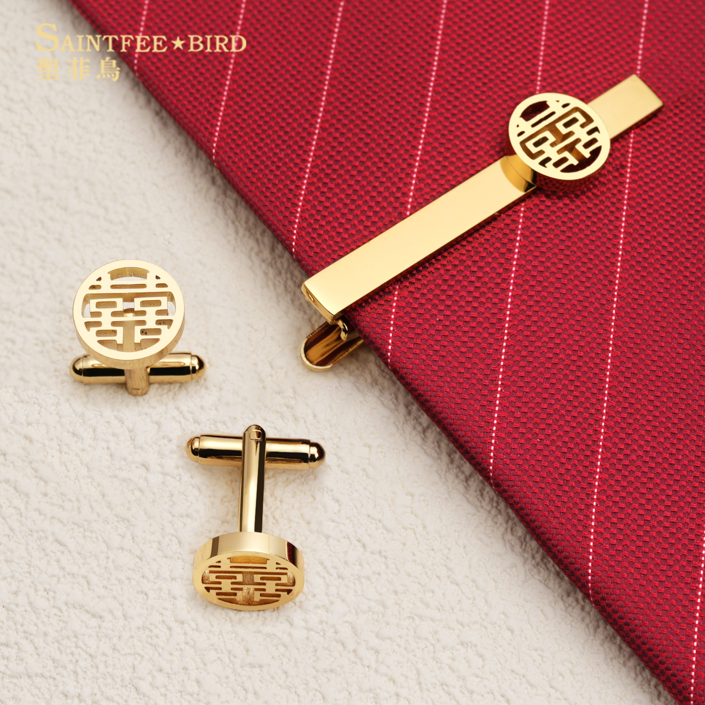 男士领带夹袖扣套装正装高级感时尚休闲商务西装别针婚礼结婚礼物