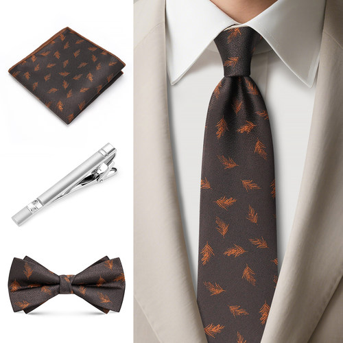 棕色羽毛领带男士手打8cm