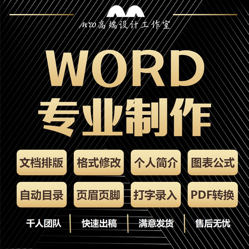 Word排版代做打字服务录入帮做文档格式图片修改美化制作pdf转换