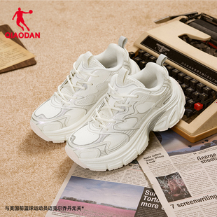 流沙轮胎鞋乔丹老爹鞋女生2025冬季新款厚底增高休闲鞋软底纯白鞋
