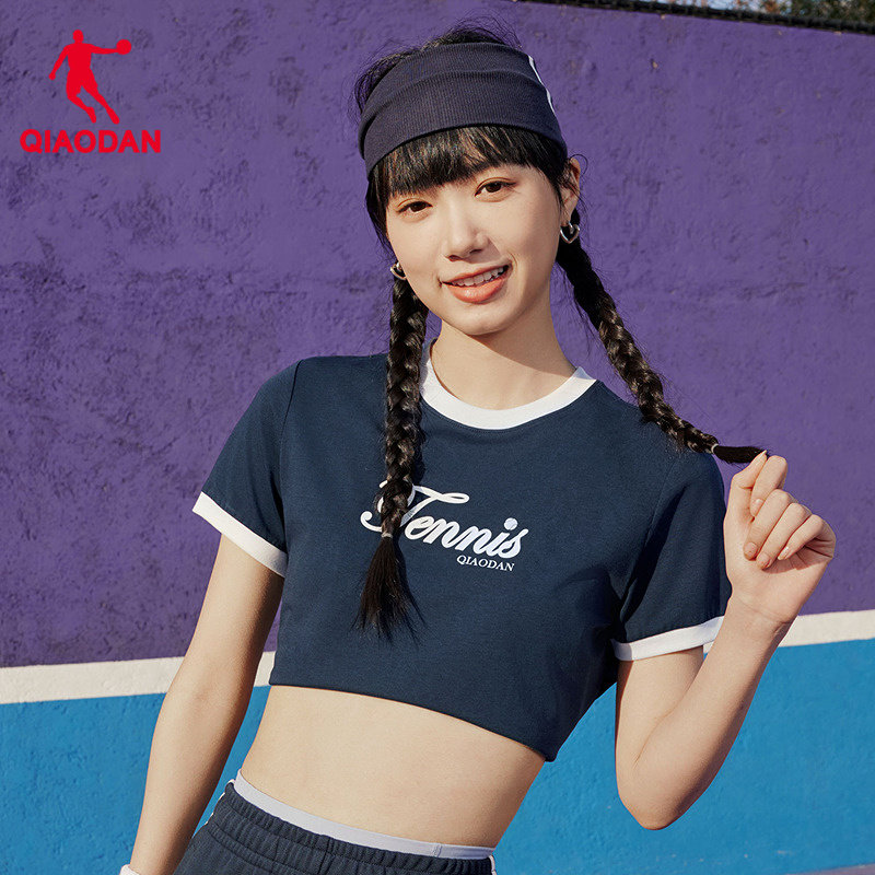 乔丹短袖T恤衫2026夏季女字母印花宽松潮流时尚休闲运动羽毛球衣