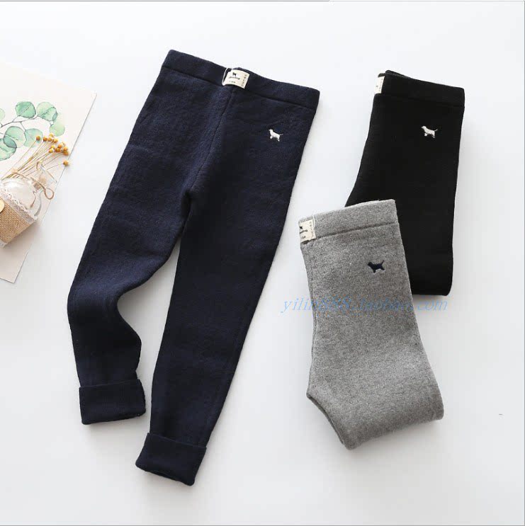 女童保暖裤加厚儿童羊毛裤男童毛裤纯棉高弹力打底裤秋冬毛线棉裤