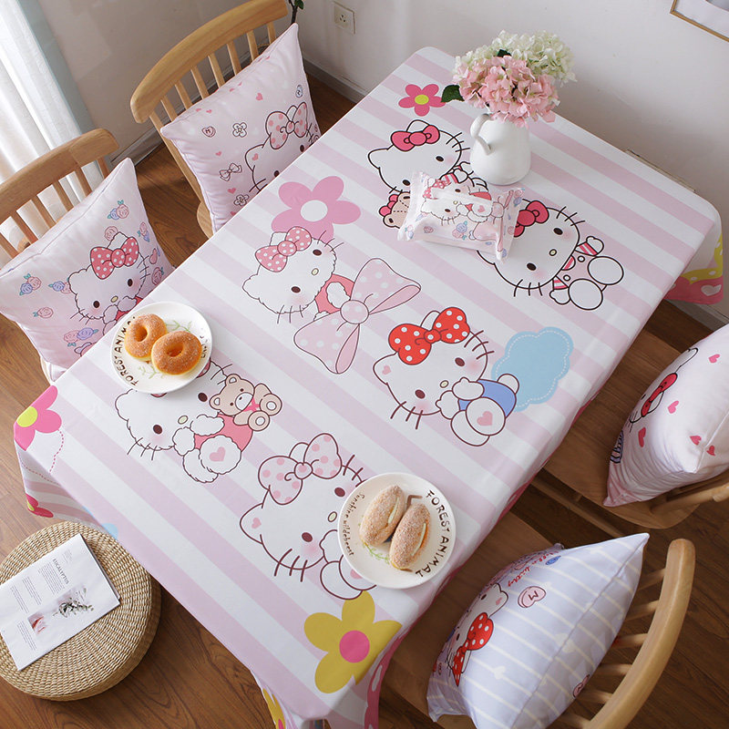 可爱卡通餐桌布粉色HelloKitty哈喽凯迪猫防水防油茶几儿童书桌布,居家布艺,桌布,淘宝优惠券,粉丝福利购,淘宝优惠卷