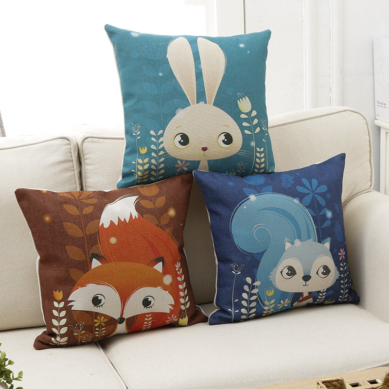lovely rabbit Cartoon Pillowcase Northern Europe Cotton and hemp Flax Fabric art Pillow children Cushion sofa Lumbar pillow Containing corein the Home Fabric , Pillow/Pillow  category - from Buy2taobao.com to provide professional Taobao agent buy service