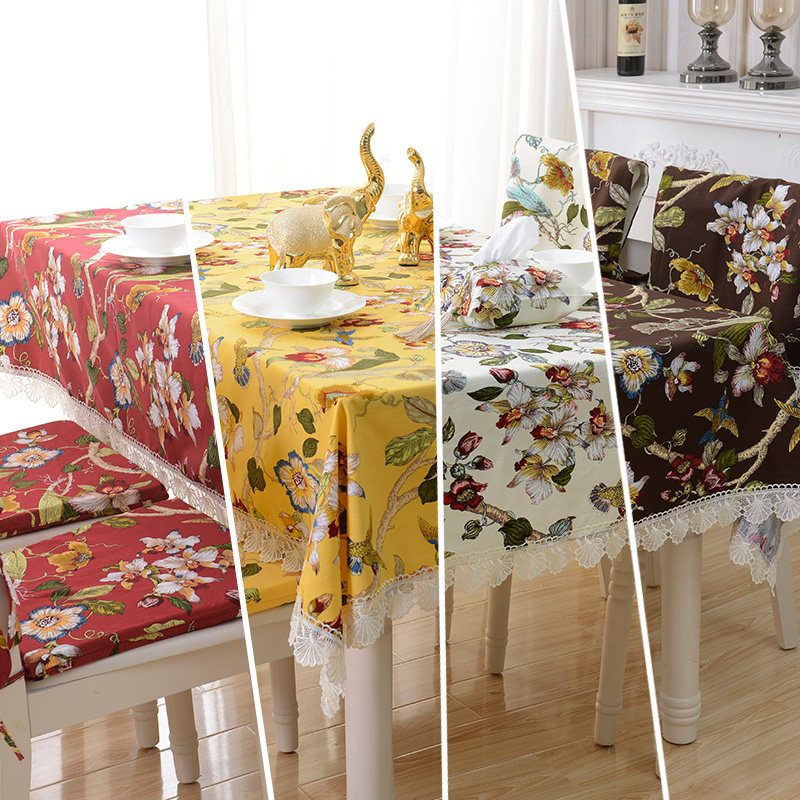 纯棉布艺餐桌布 欧美式盖巾田园风茶几布中式红木结婚礼方圆台布
