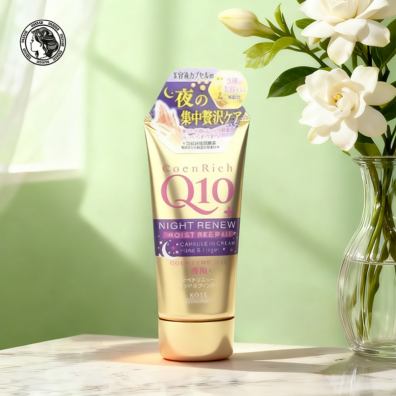 甄选 日本KOSE/高丝 Q10美肌保湿护手霜滋润夜间修护水弹80g